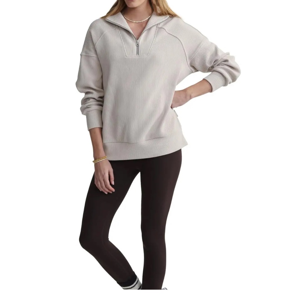 Varley Rhea Cream/Sand Half-Zip Sweat 2.0